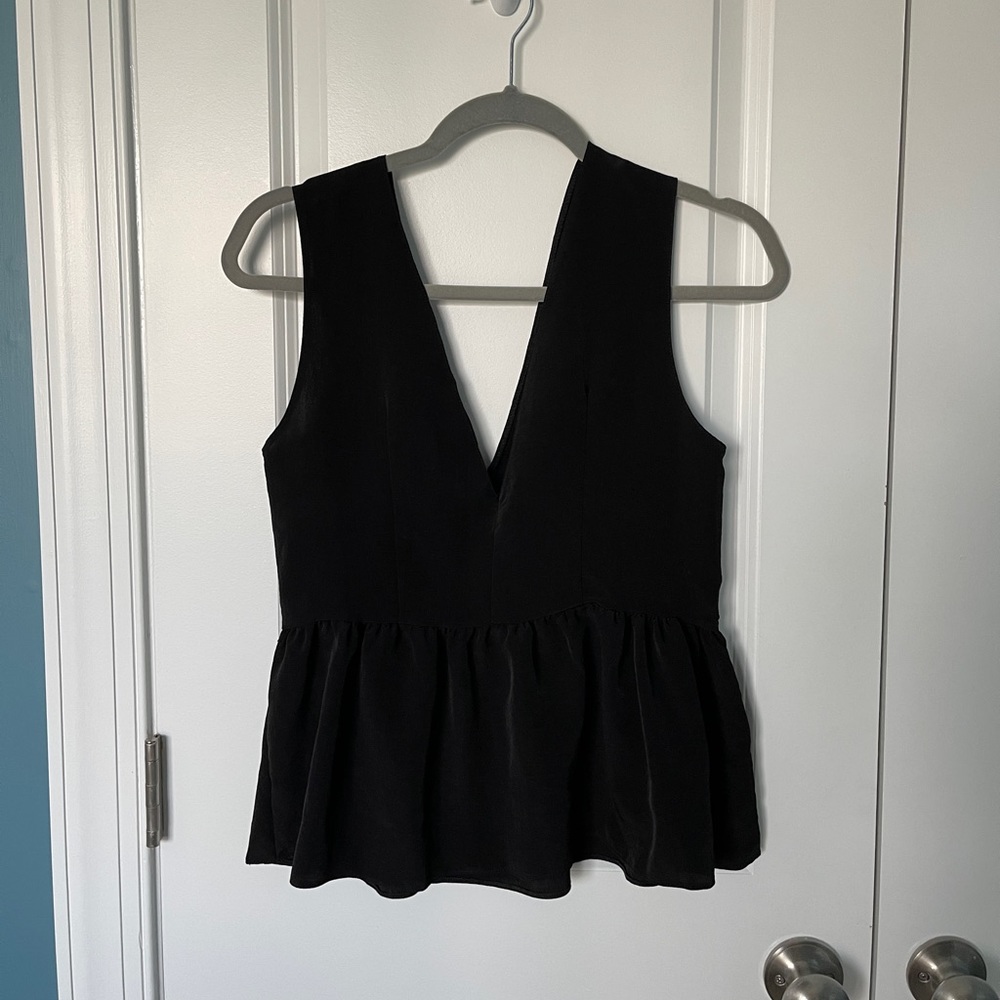 Black V neck Peplum ASOS Top